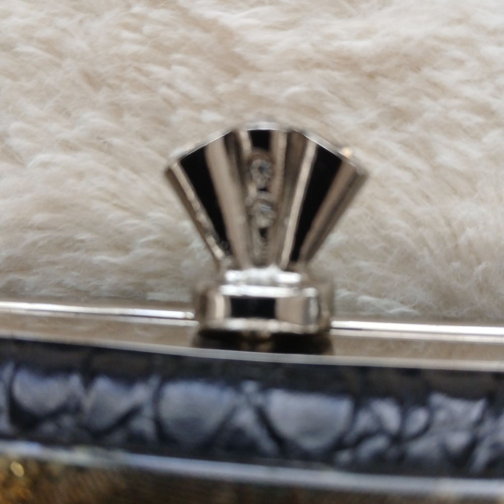 Debbie Brooks Black Silver Gem Clasp Handbag Cheetah Shoe Floral Crystals. FL - Picture 8 of 12